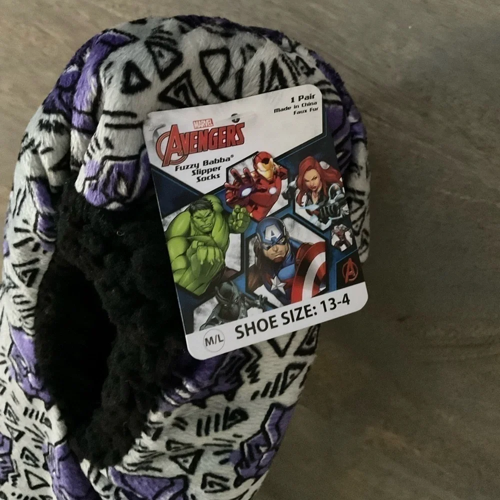 Avengers Black Panther kids Fuzzy Babba Slippers Socks